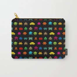 Invaders of Space retro arcade video game pattern design Carry-All Pouch | Space, Video, Art, Game, Graphic, Retro, Artwork, Pixel, Invader, Design 