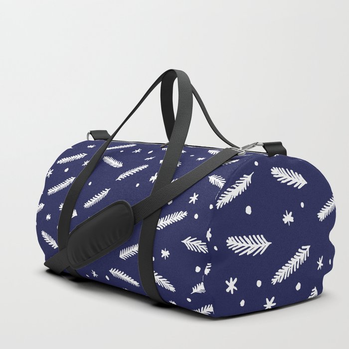 Christmas branches and stars - blue and white Duffle Bag