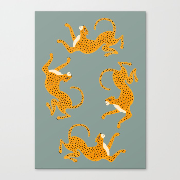 Leopard Race - blue Canvas Print