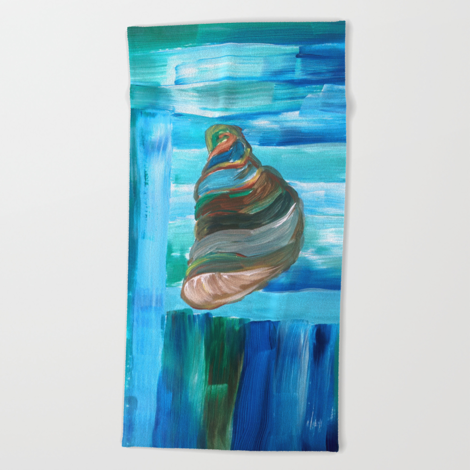 Seashell Modern Abstract Acrylic Painting Beach Towel By