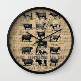 Vintage 1896 Cows Study on Antique Lancaster County Almanac Wall Clock