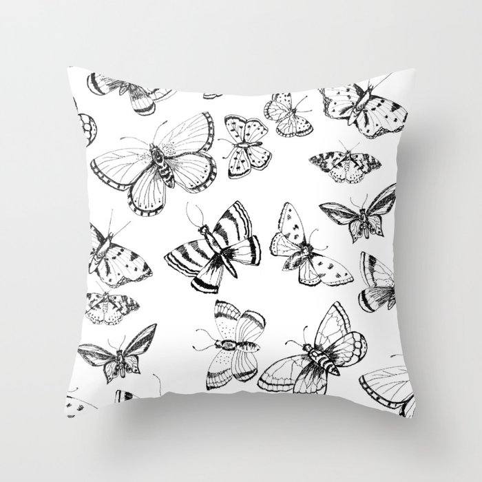 Butterflies and moths Throw Pillow