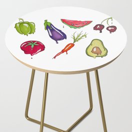 Trippy Melting Fruits and Vegetables - Hand Drawn Side Table