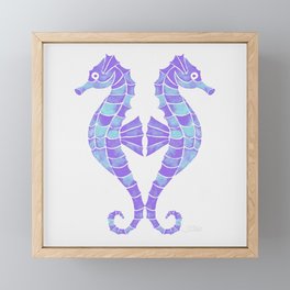 Watercolor Seahorses - Lavender and Teal Framed Mini Art Print