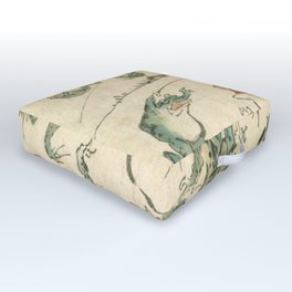 Battle Of The Frogs - Kawanabe Kyosai Outdoor Floor Cushion