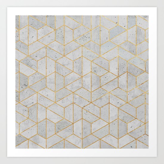 Concrete Hexagonal Pattern Art Print