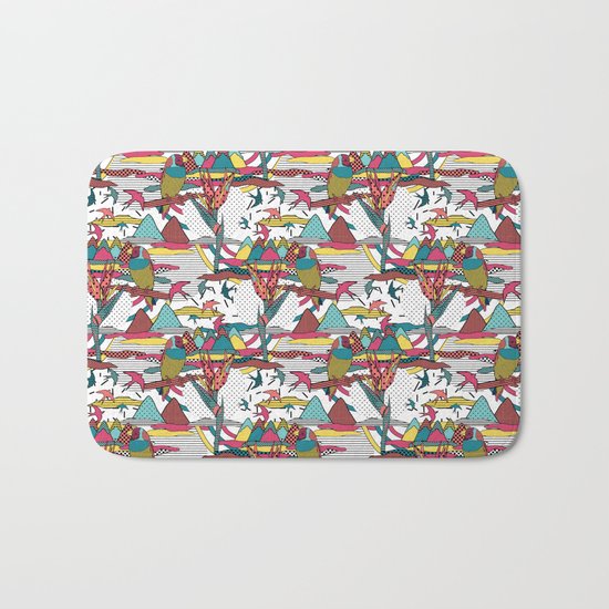 Pop art memphis 80's bird print Bath Mat