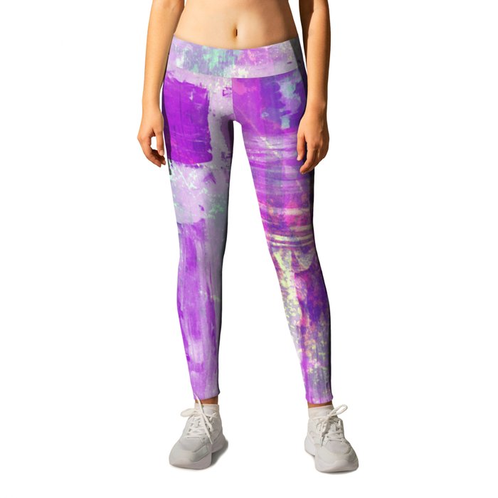 Beauty In Blue And Pink - Abstract, textured painting Leggings