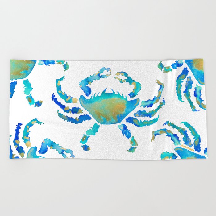 Craggy Blue Crab Beach Towel