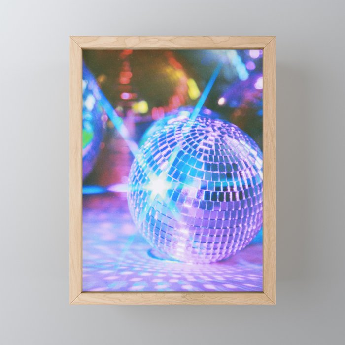 Neon Solo Disco Ball Framed Mini Art Print
