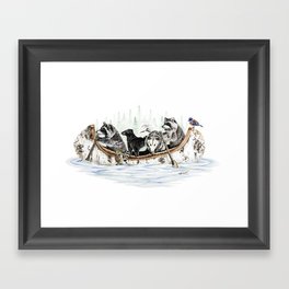 " Critter Canoe " wildlife rowing up river Framed Art Print