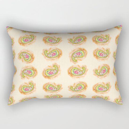 Paisley Watercolor in Tea (tan brown) Rectangular Pillow