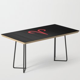 Aries the Ram Zodiac Red on Black Coffee Table