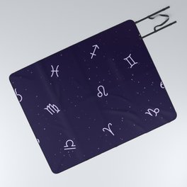 Zodiac signs dark pattern Picnic Blanket