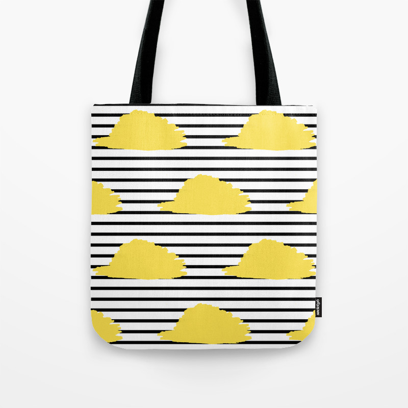 yellow bag with black stripe