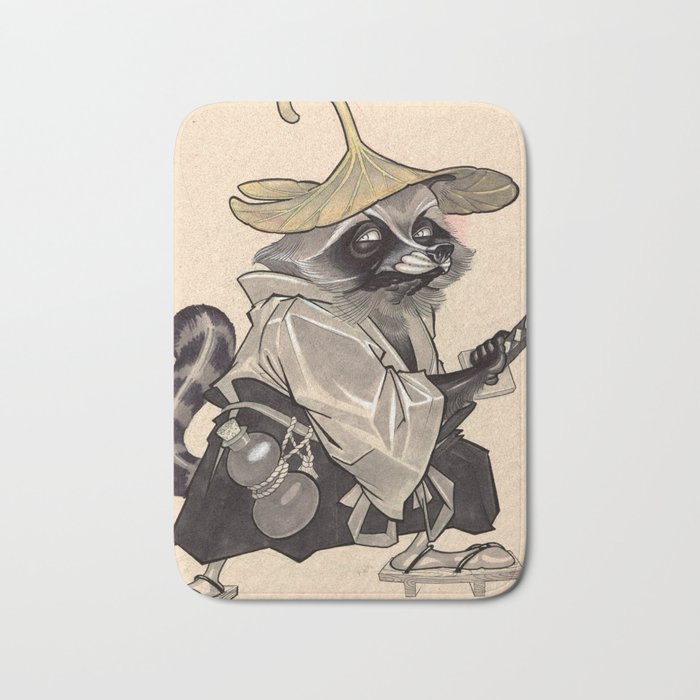 Samurai Raccoon Bath Mat