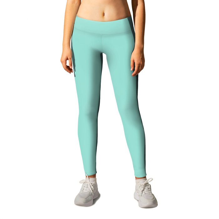 Pale Robin Egg Blue Solid Color Popular Hues Patternless Shades of Cyan Collection Hex #96ded1 Leggings