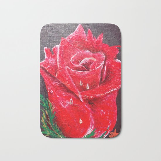 Red Red Rose Acrylic Painting Bath Mat