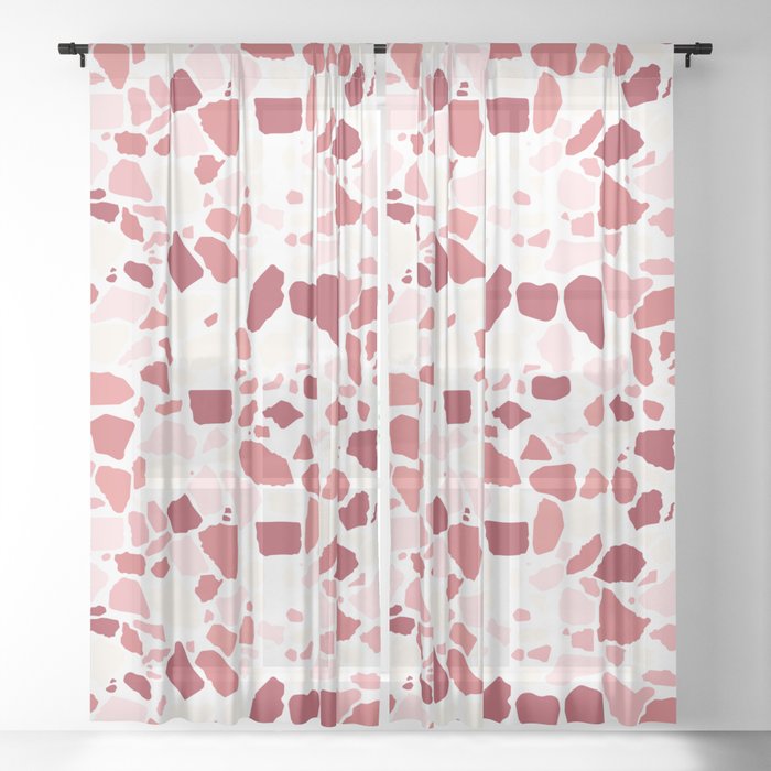 Monochromatic terrazzo texture seamless pattern color design Sheer Curtain