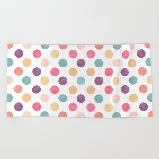 Watercolor Dots Pattern Beach Towel