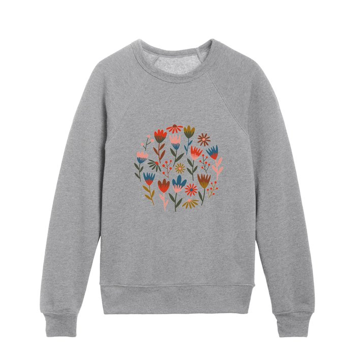 Exotic Midnight Floral Garden Kids Crewneck