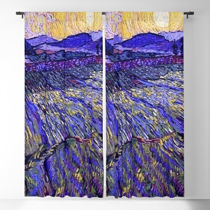 Lavender Fields with Rising Sun by Vincent van Gogh Blackout Curtain