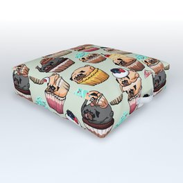 Cupcake Pugs Outdoor Floor Cushion