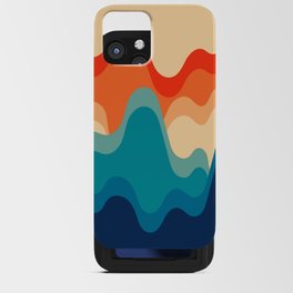 Retro 80s 70s Blue and Orange Mid-Century Minimalist Abstract Art Dripping Ripples 3 iPhone Card Case