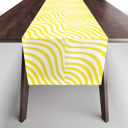 Modern Yellow Striped Shells Pattern Table Runner