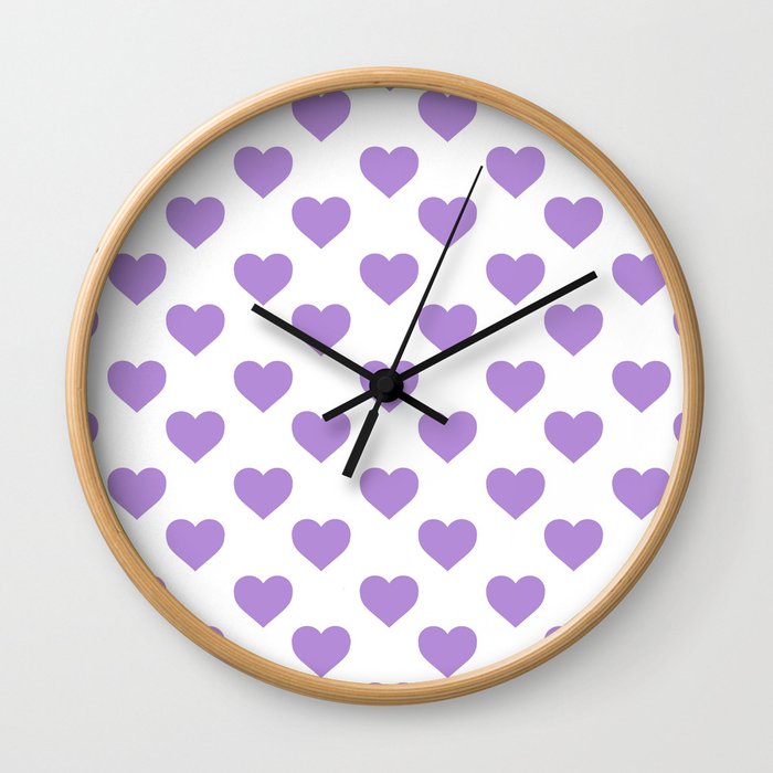 Hearts (Lavender & White Pattern) Wall Clock