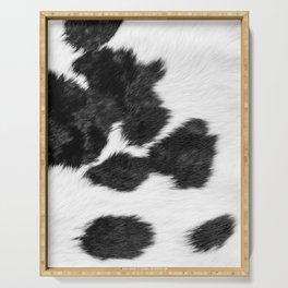 Modern Minimal Cowhide in Black and White Serving Tray