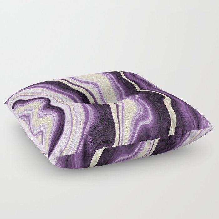 Modern agate geode purple violet glitter marble pattern Floor Pillow