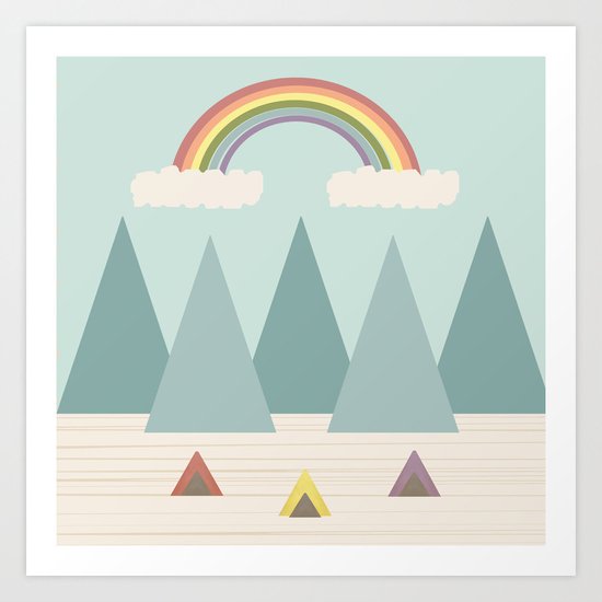 Camping Under the Rainbow Art Print