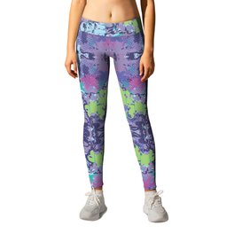 Crazy hibiscus lilac Leggings | Graphicdesign, Crazy, Modern, Flower, Green, Lilac, Popart, Halftone, Digital, Hotpink 