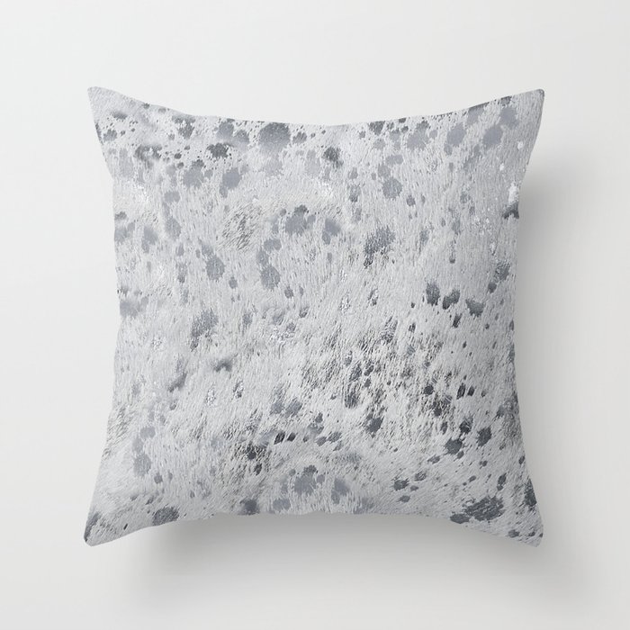 Silver Hide Print Metallic Throw Pillow