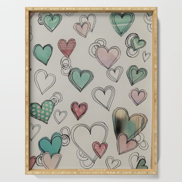 heart collage Serving Tray