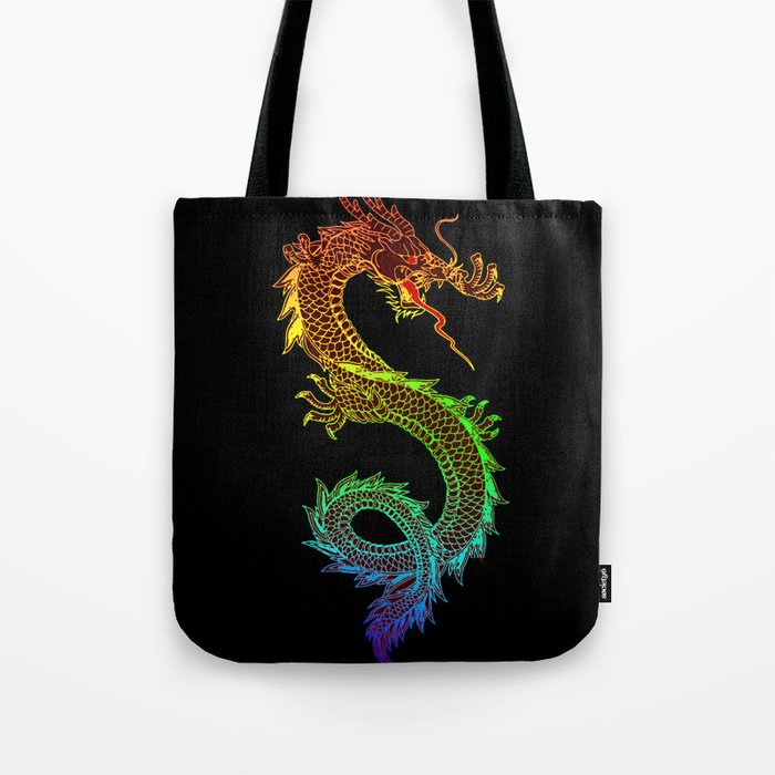 Traditional Chinese dragon in rainbow colors Tote Bag