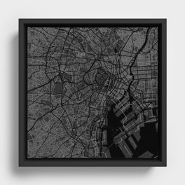 Tokyo Road Map Framed Canvas