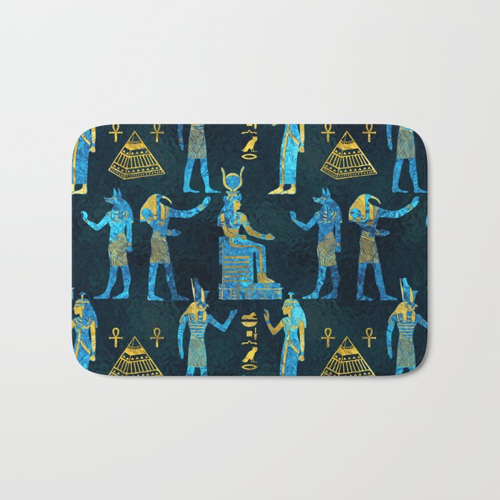 Egyptian  Gold and blue glass pattern Bath Mat