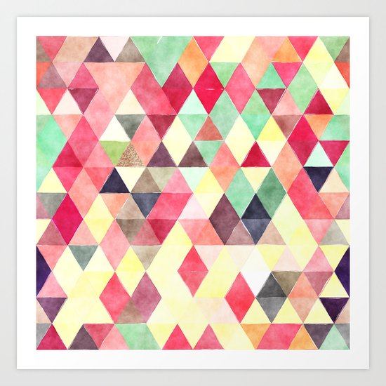 Retro Triangles Pattern 02 Art Print