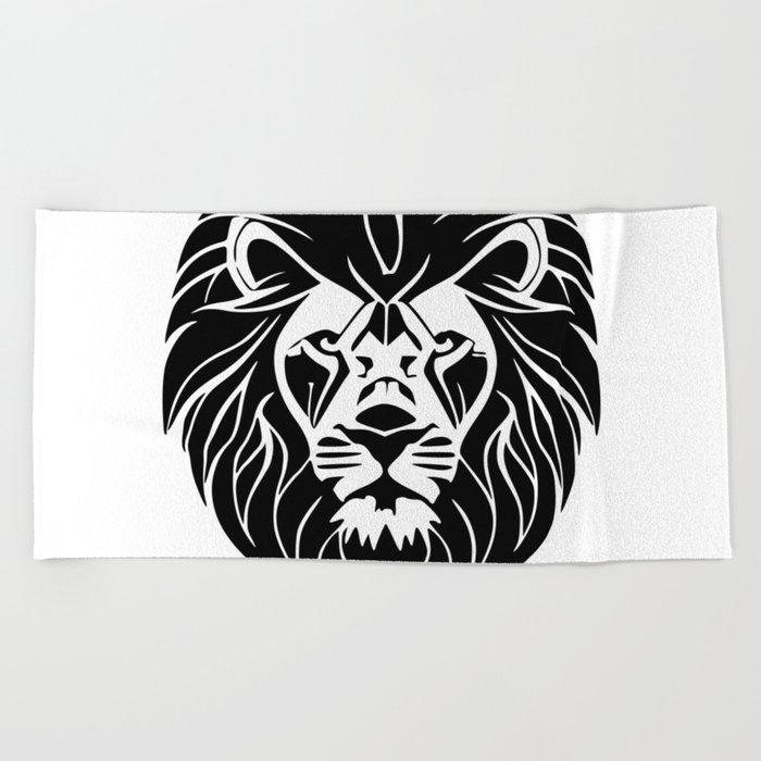 Lion's head graphic art 00010 Beach Towel