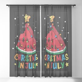 Funny Watermelon Christmas In July Sheer Curtain