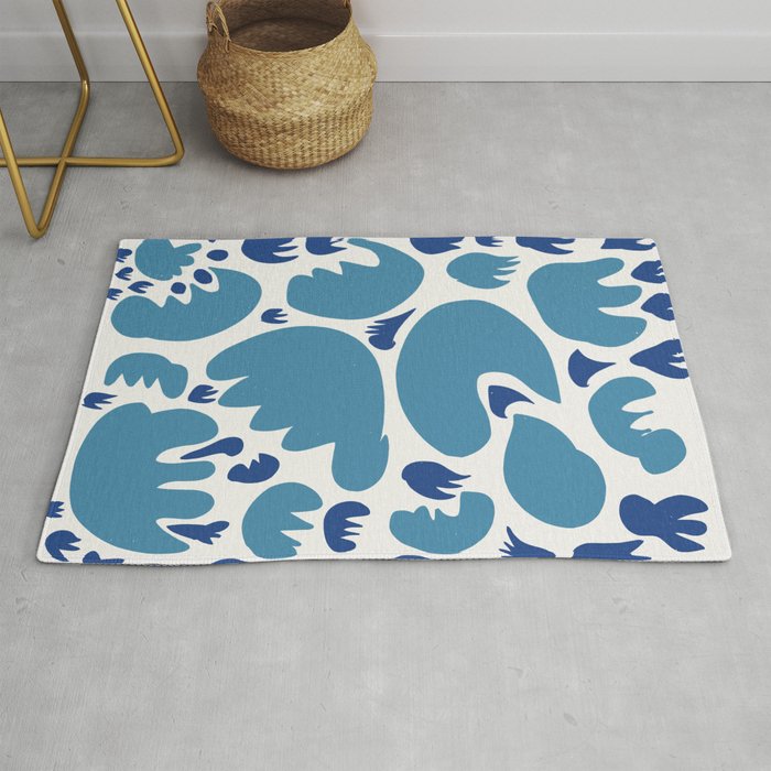 Abstract Blue Sea Pattern Illustration Decoration French Art Rug