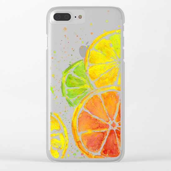 Fruit Watercolor Citrus Clear iPhone Case