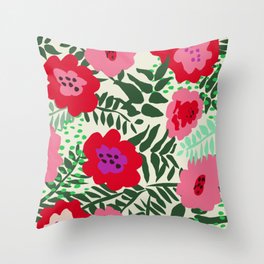 color matters: happy florals in pink light backround Throw Pillow