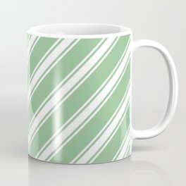 [ Thumbnail: Dark Sea Green & White Colored Lines Pattern Coffee Mug ]