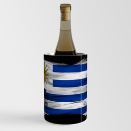 Uruguay flag brush stroke, national flag Wine Chiller