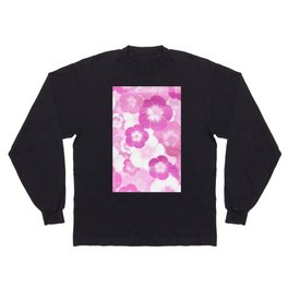 Retro white magenta pink watercolor floral Long Sleeve T-shirt