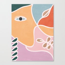 Colorful Woman Botanical Canvas Print