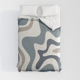 Liquid Swirl Abstract Pattern in Neutral Blue Gray on Off White Comforter